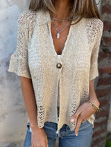 Fenella | Women's Open Knit Short Sleeve Cardigan