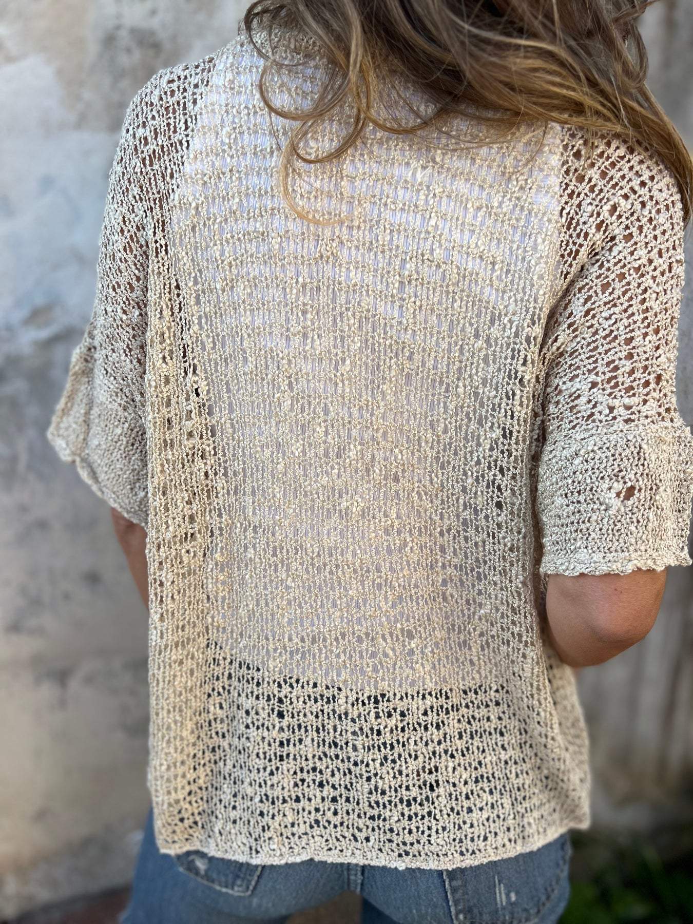 Fenella | Women's Open Knit Short Sleeve Cardigan