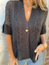 Fenella | Women's Open Knit Short Sleeve Cardigan