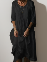 Naomi | Women's Pleated Casual Midi Dress with 3/4 Sleeves