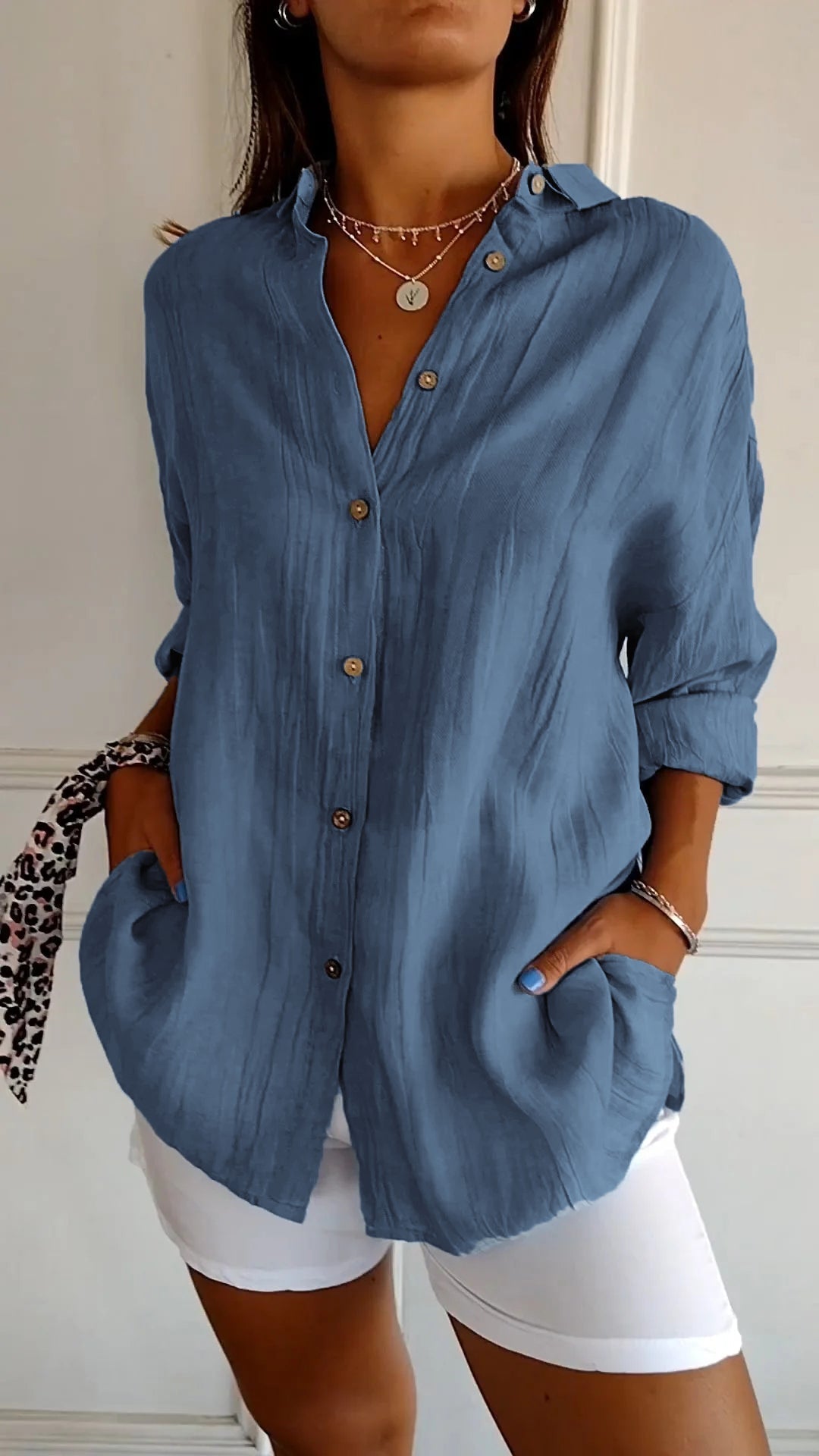 Damaris | Women's Relaxed Button-Down Shirt Blouse