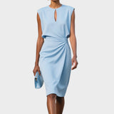 Edwina | Women's Sleeveless Ruched Midi Dress