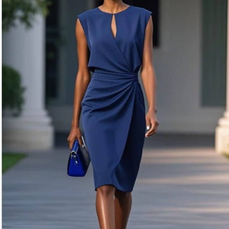 Edwina | Women's Sleeveless Ruched Midi Dress