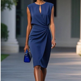 Edwina | Women's Sleeveless Ruched Midi Dress