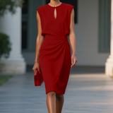 Edwina | Women's Sleeveless Ruched Midi Dress