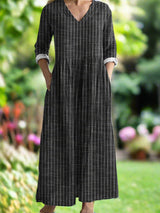Paloma | Women's Striped Gathered Midi Dress