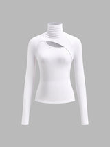 Nova | Women's Cut Out Turtleneck Long Sleeve Slim Fit Top
