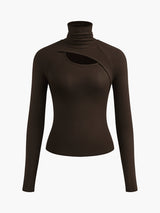 Nova | Women's Cut Out Turtleneck Long Sleeve Slim Fit Top