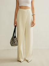 Harlow | Women's High Waist Wide Leg Trousers Asymmetric Wrap