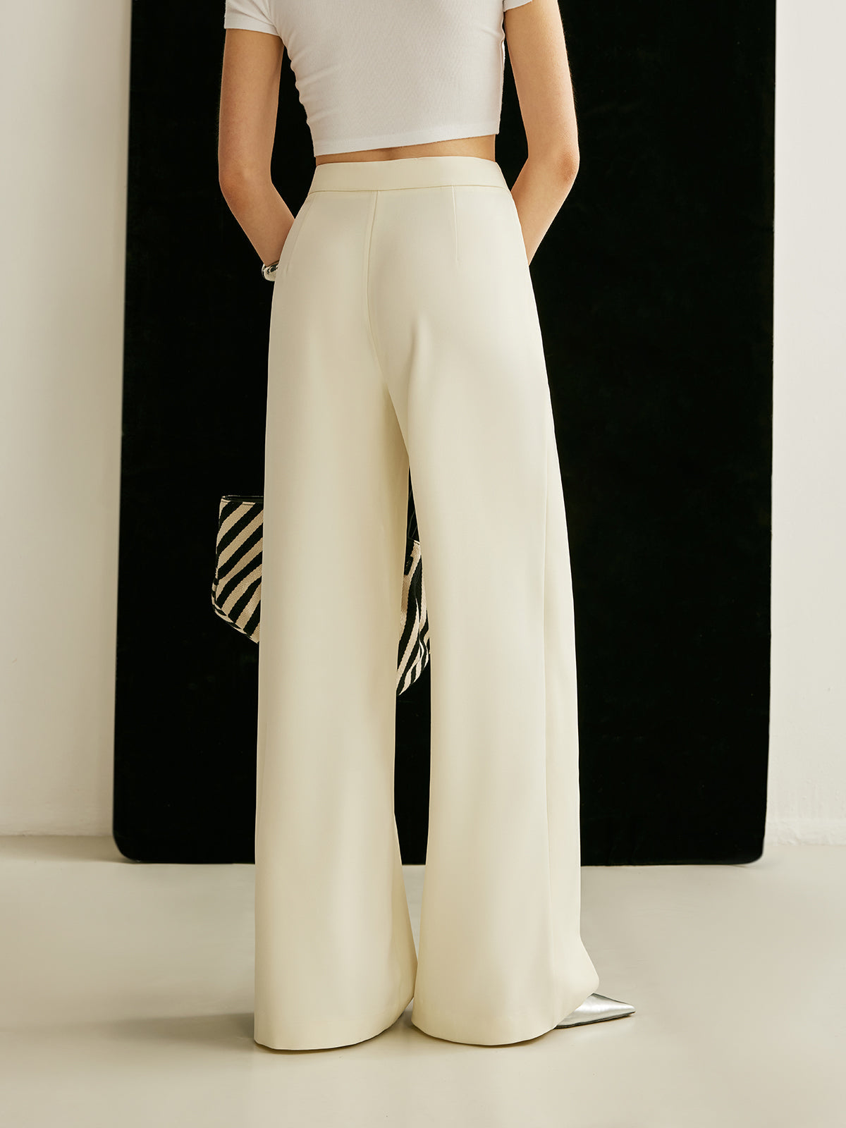 Harlow | Women's High Waist Wide Leg Trousers Asymmetric Wrap