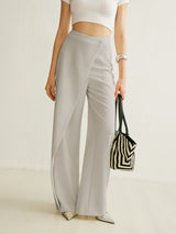 Harlow | Women's High Waist Wide Leg Trousers Asymmetric Wrap
