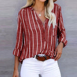 Halcyon | Women's Striped Long Sleeve Button-Up Blouse