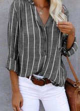 Halcyon | Women's Striped Long Sleeve Button-Up Blouse