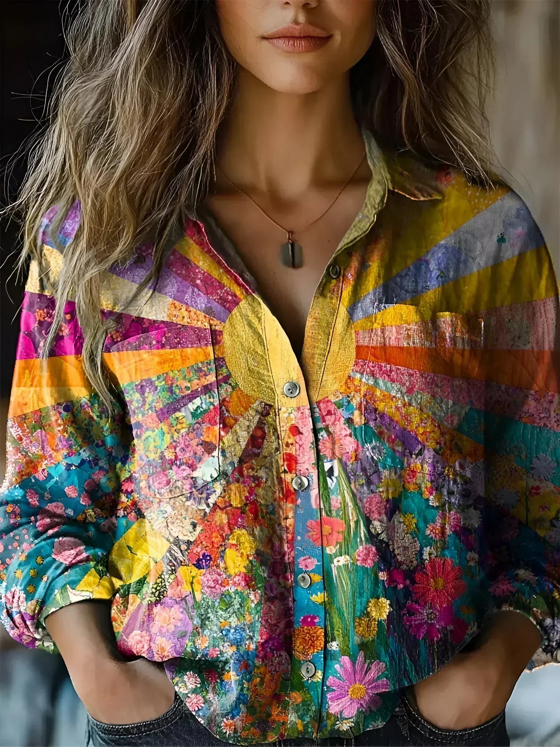 Auryn | Women's Floral Patchwork Long Sleeve Blouse