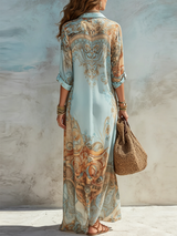 Gethin | Women's Printed Maxi Shirt Dress