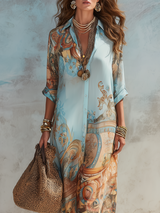 Gethin | Women's Printed Maxi Shirt Dress