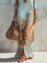 Gethin | Women's Printed Maxi Shirt Dress