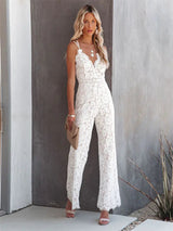 Bianca | Women's V Neck Wide Leg Jumpsuit