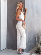 Bianca | Women's V Neck Wide Leg Jumpsuit