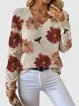 Bonnie | Women's Floral V-Neck Long Sleeve Sweater