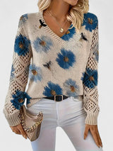 Bonnie | Women's Floral V-Neck Long Sleeve Sweater