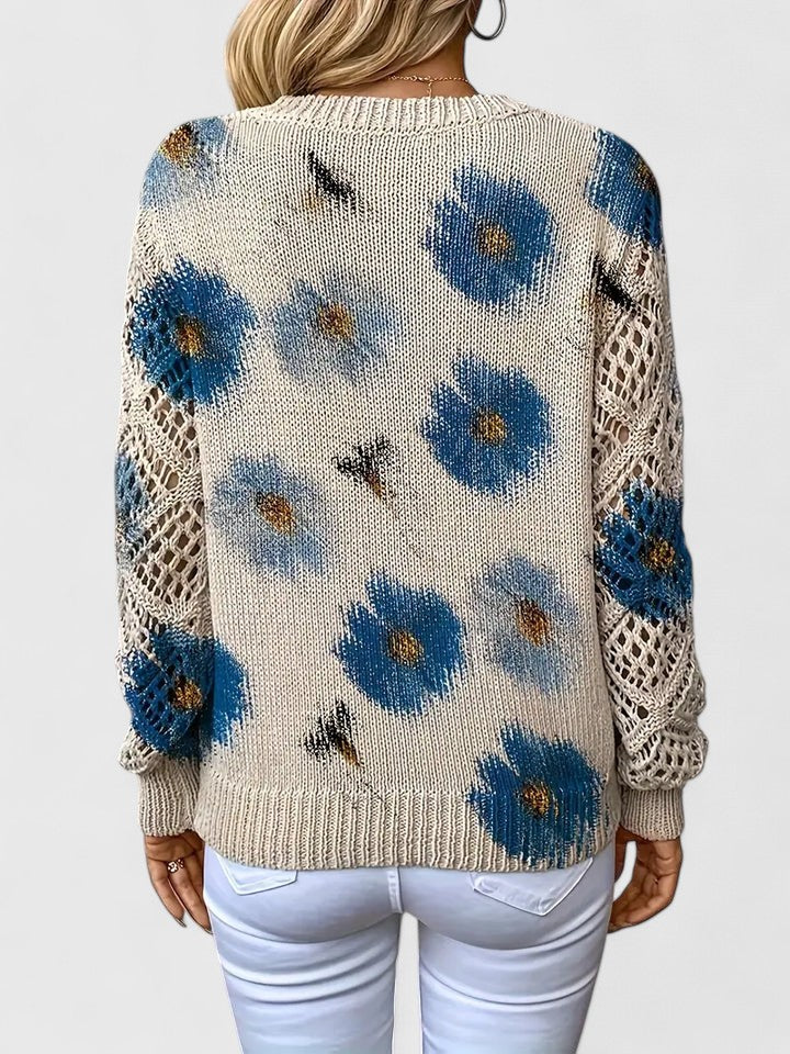 Bonnie | Women's Floral V-Neck Long Sleeve Sweater