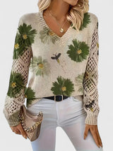 Bonnie | Women's Floral V-Neck Long Sleeve Sweater