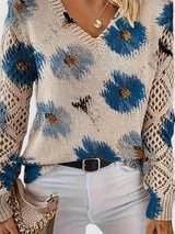 Bonnie | Women's Floral V-Neck Long Sleeve Sweater