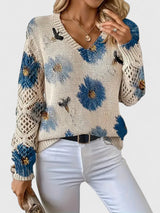 Bonnie | Women's Floral V-Neck Long Sleeve Sweater
