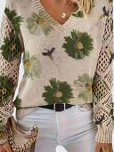 Bonnie | Women's Floral V-Neck Long Sleeve Sweater