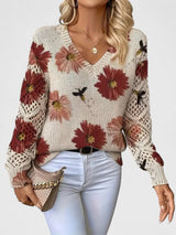 Bonnie | Women's Floral V-Neck Long Sleeve Sweater