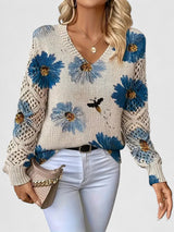 Bonnie | Women's Floral V-Neck Long Sleeve Sweater