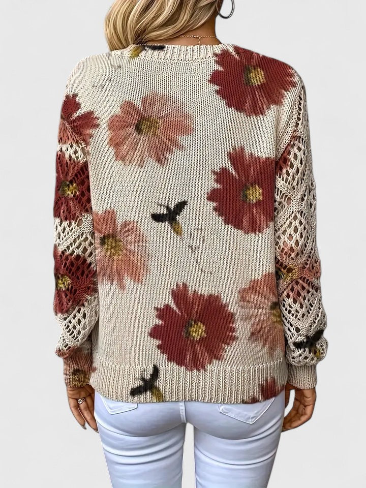 Bonnie | Women's Floral V-Neck Long Sleeve Sweater