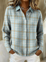 Briallen | Women's Plaid Collared Long Sleeve Cardigan