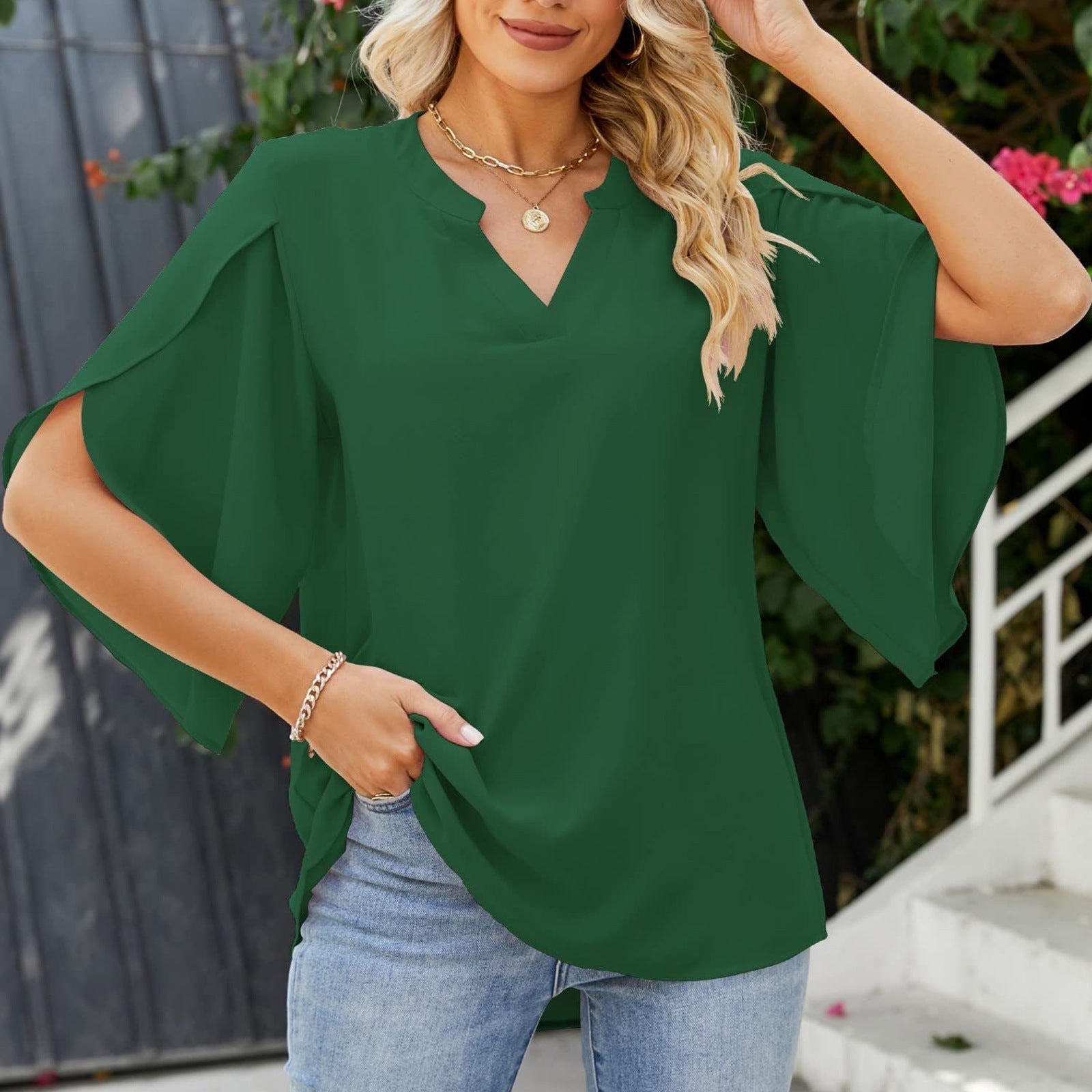 Brielle | Women's Split Sleeve Chiffon Blouse