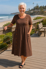 Bertine | Women's Striped Midi Dress with Pockets