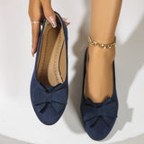 Maisie | Women's Wedge Ballet Flats Bow Detail Suede Slip On Shoes