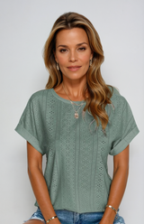 Astrid | Women's Casual Eyelet Short Sleeve Top
