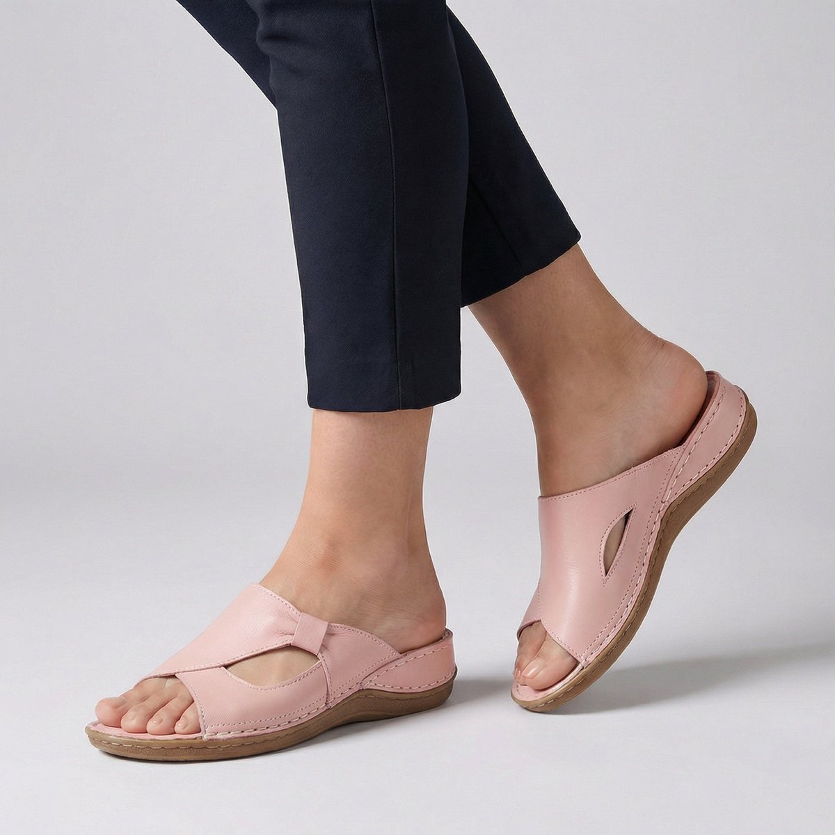 Calva | Women's Flat Slip-On Mule Sandal Cut-Out