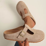 Calypso | Women's Buckle T-Bar Closed Toe Clogs