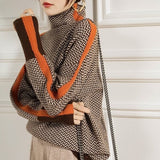 Cassia | Women's Herringbone Turtleneck Sweater