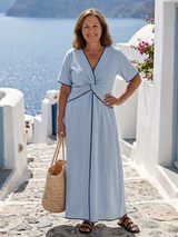 Celestine | Women's V Neck Twist Front Midi Dress