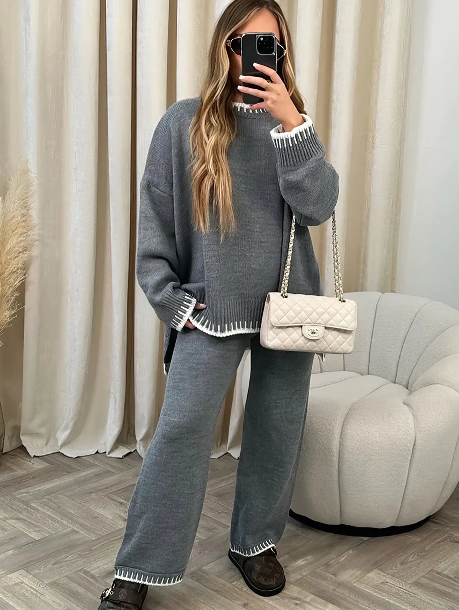 Celine | Women's Oversized Sweater Wide Leg Lounge Set