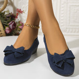 Maisie | Women's Wedge Ballet Flats Bow Detail Suede Slip On Shoes