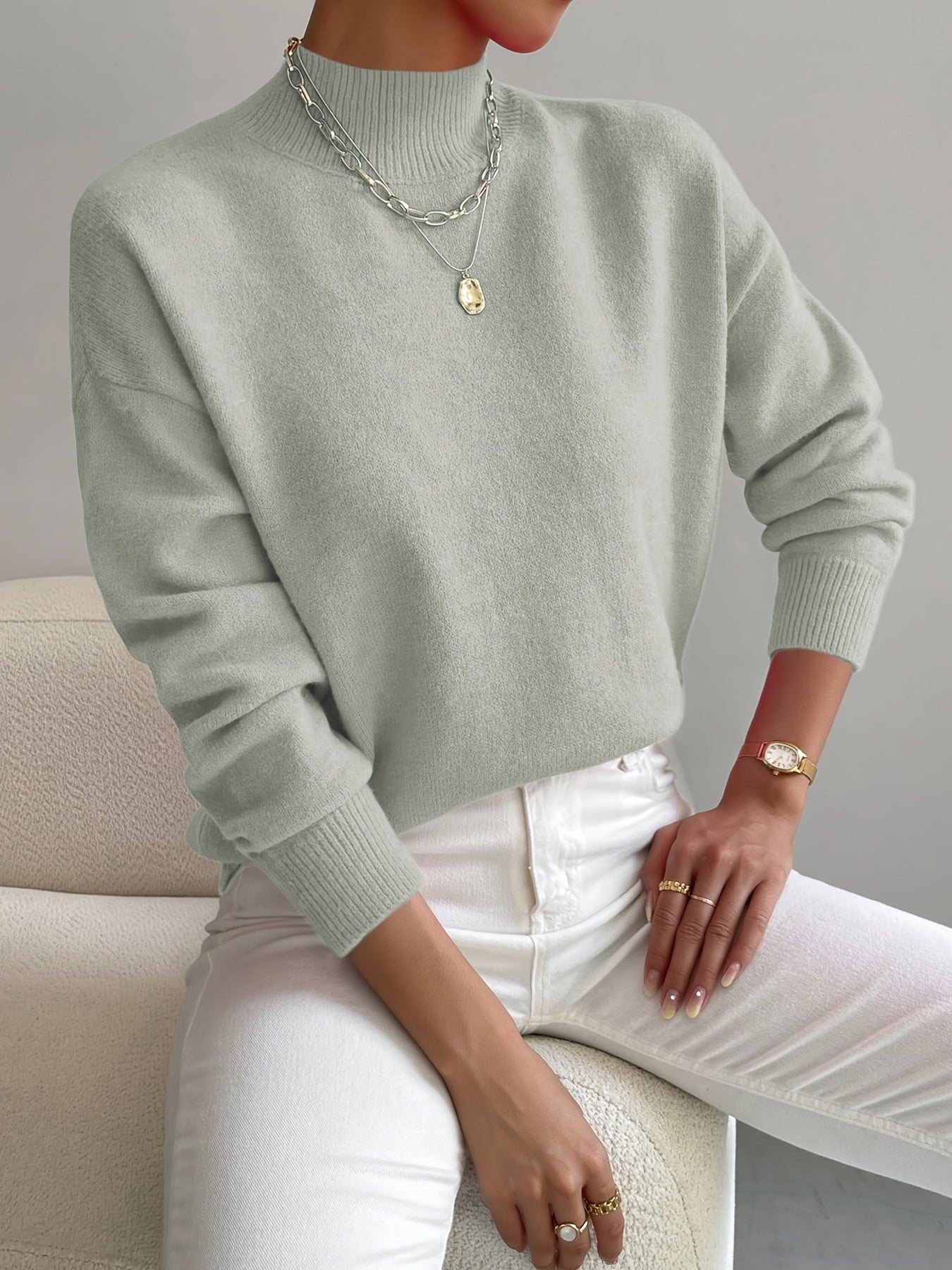 Cleo | Women's Mock Turtleneck Long Sleeve Sweater