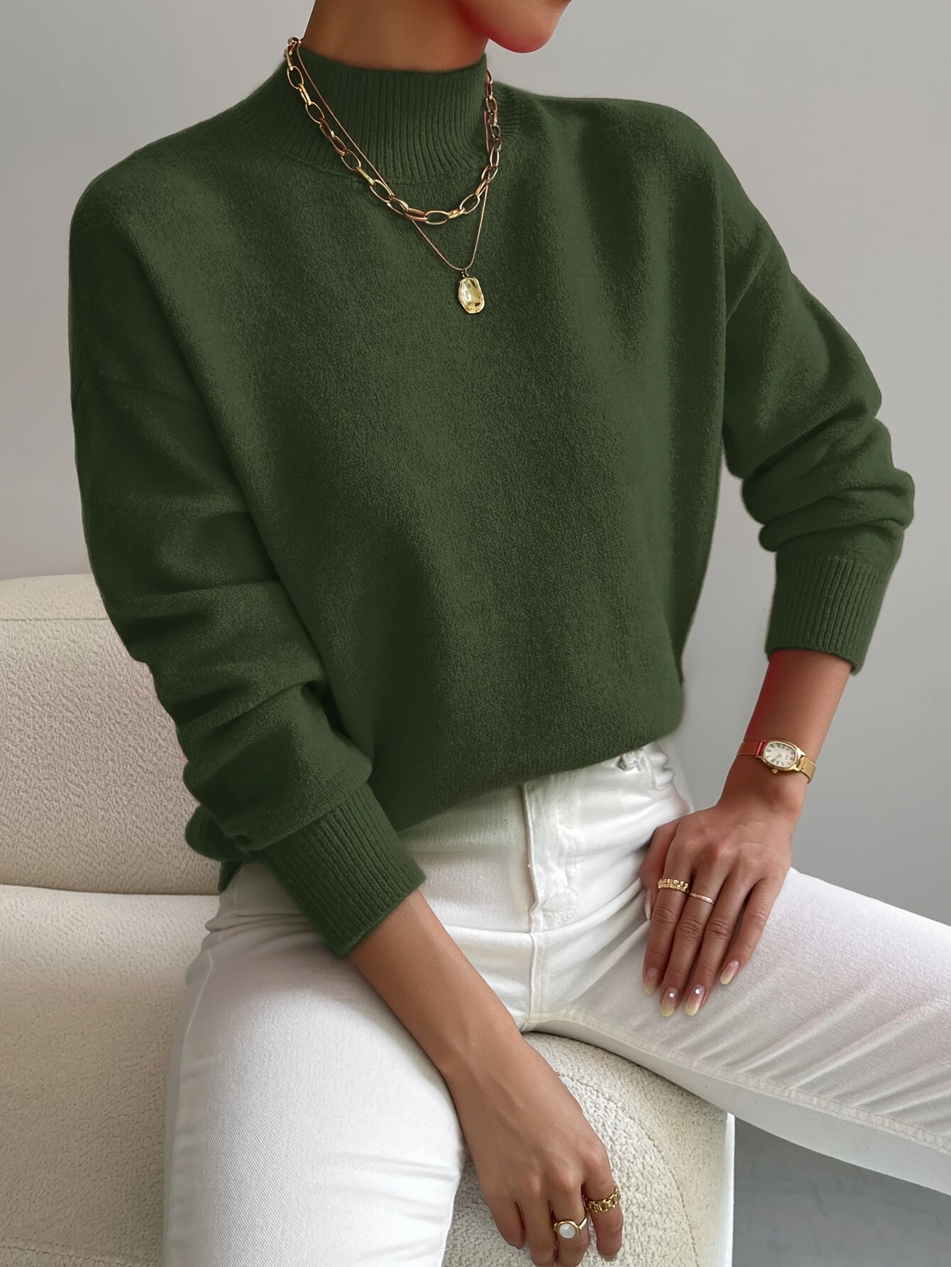 Cleo | Women's Mock Turtleneck Long Sleeve Sweater