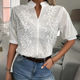 Clover | Women's Embroidered Short Sleeve Blouse