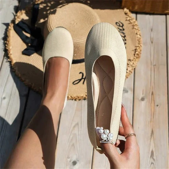 Ember | Women's Knit Round Toe Ballet Flats Slip-On