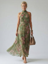 Cordova | Women's Floral Halter Neck Midi Dress