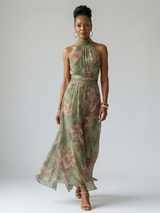 Cordova | Women's Floral Halter Neck Midi Dress